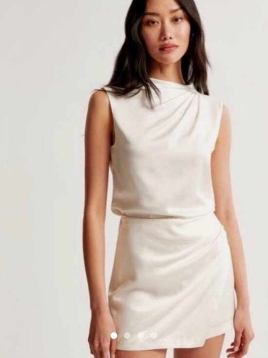 Abercrombie & Fitch Dresses & Skirts - NWT ABERCROMBIE & FITCH Champagne High Neck Ruched Mini Dress Size L